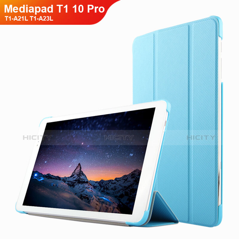 Cover Portafoglio In Pelle con Supporto L02 per Huawei Mediapad T1 10 Pro T1-A21L T1-A23L Cielo Blu