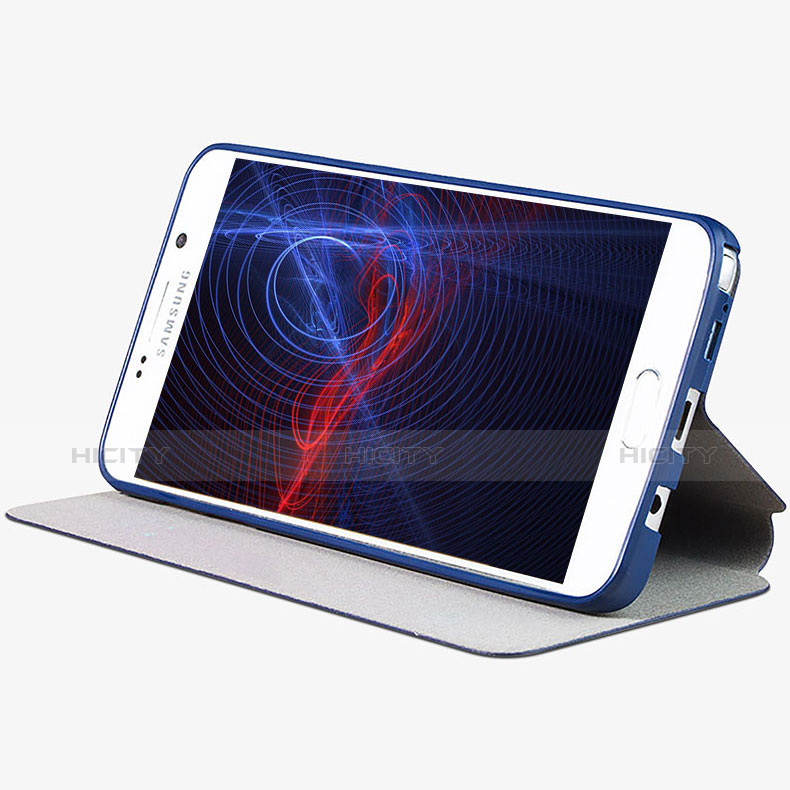 Cover Portafoglio In Pelle con Supporto L02 per Samsung Galaxy Note 5 N9200 N920 N920F Blu