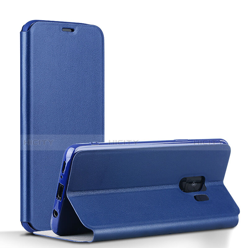 Cover Portafoglio In Pelle con Supporto L02 per Samsung Galaxy S9 Blu