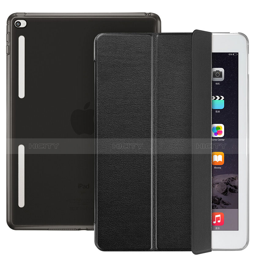 Cover Portafoglio In Pelle con Supporto L06 per Apple iPad Mini 4 Nero