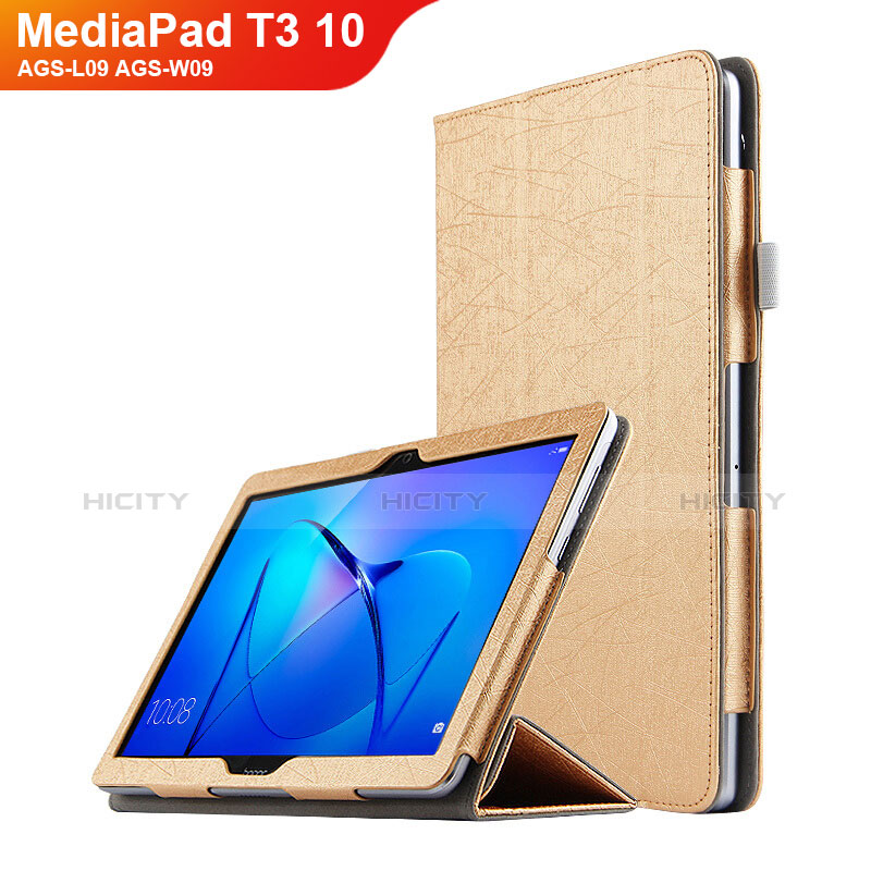 Cover Portafoglio In Pelle con Supporto L07 per Huawei MediaPad T3 10 AGS-L09 AGS-W09 Oro