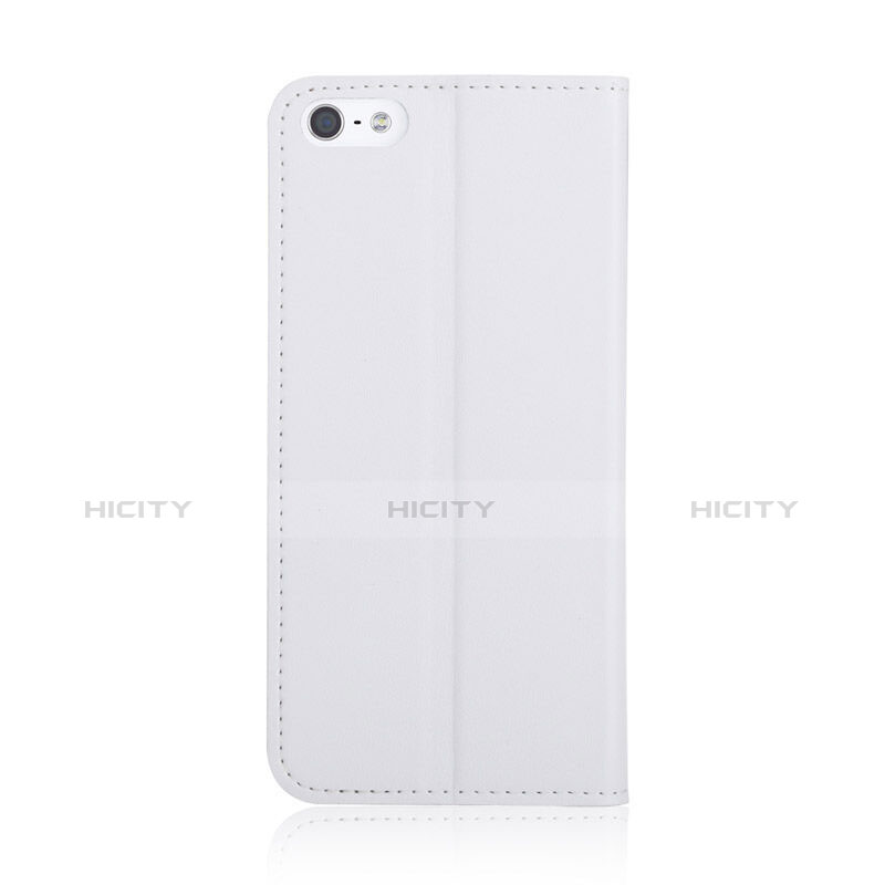 Cover Portafoglio In Pelle con Supporto per Apple iPhone 5 Bianco