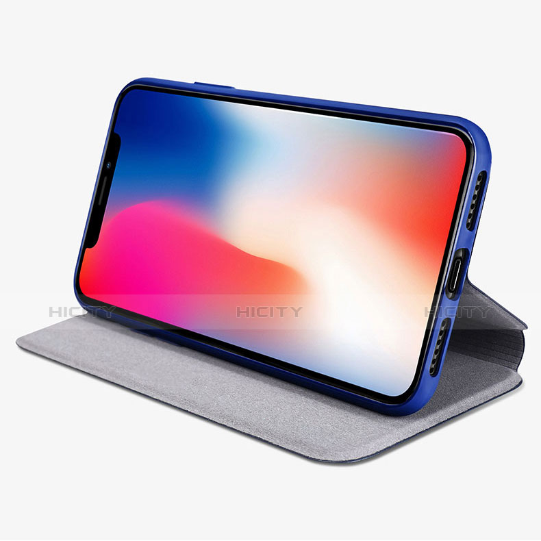 Cover Portafoglio In Pelle con Supporto per Apple iPhone Xs Blu