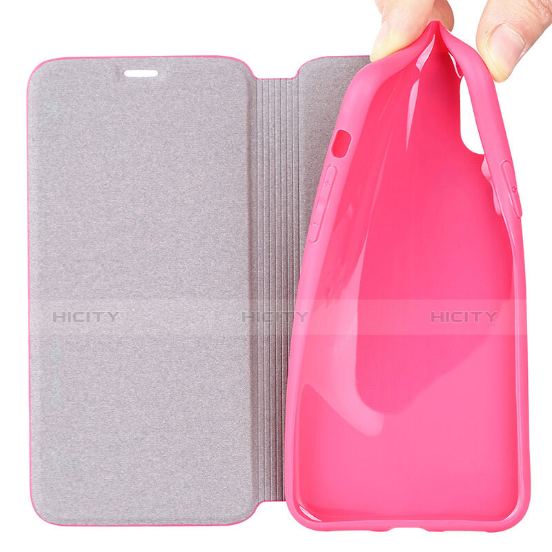 Cover Portafoglio In Pelle con Supporto per Apple iPhone Xs Max Rosa Caldo