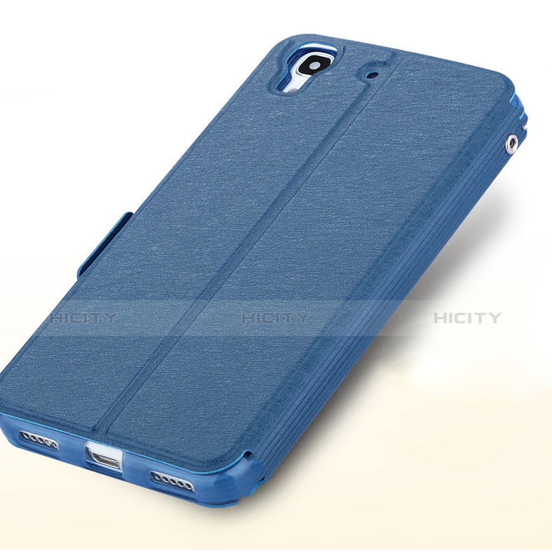 Cover Portafoglio In Pelle con Supporto per Huawei Honor 4A Blu