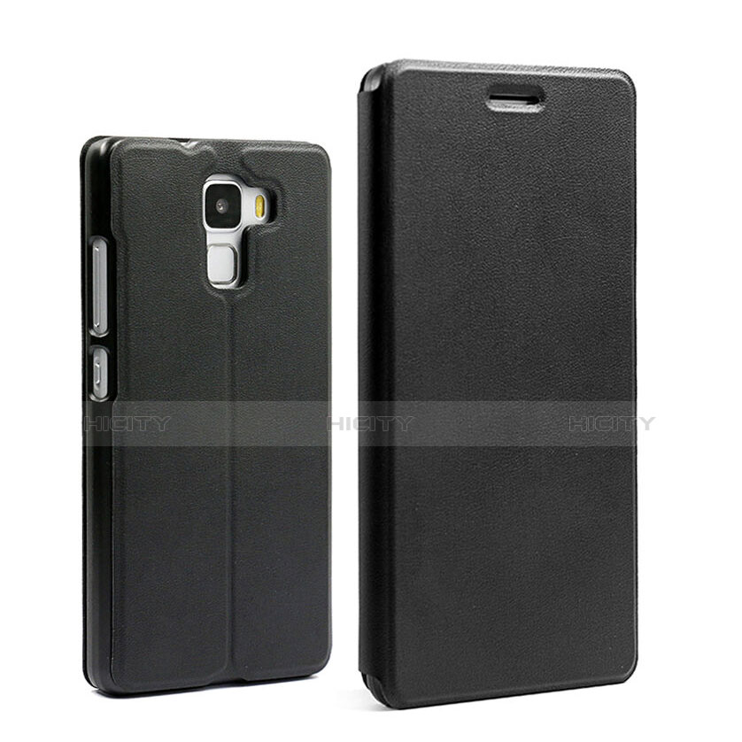 Cover Portafoglio In Pelle con Supporto per Huawei Honor 7 Nero