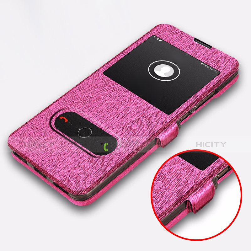 Cover Portafoglio In Pelle con Supporto per Huawei Honor Play 8A Rosa Caldo