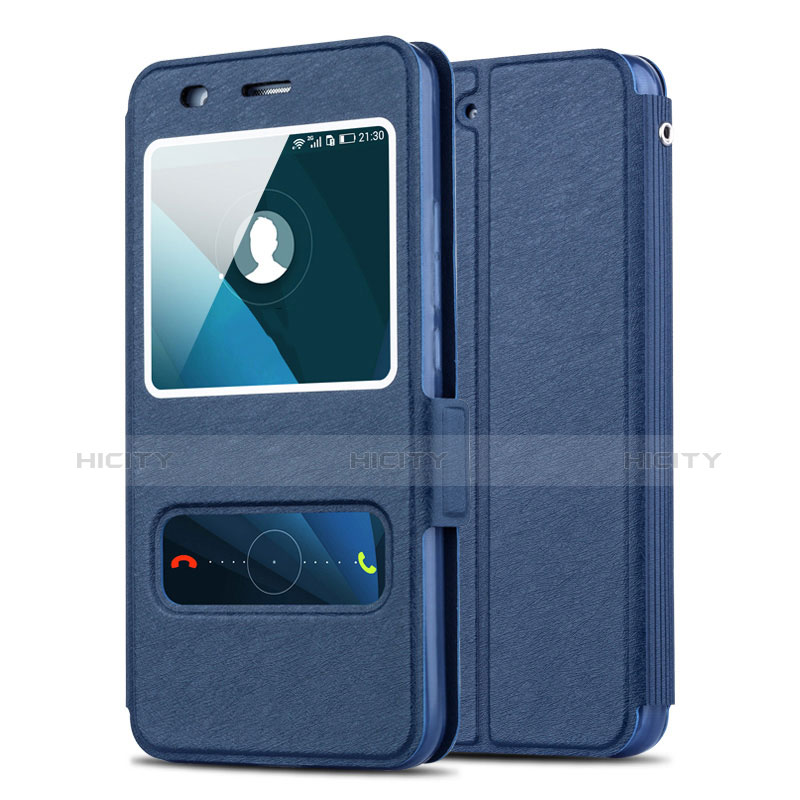 Cover Portafoglio In Pelle con Supporto per Huawei Y6 Blu