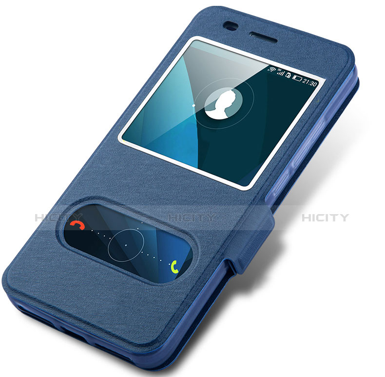 Cover Portafoglio In Pelle con Supporto per Huawei Y6 Blu