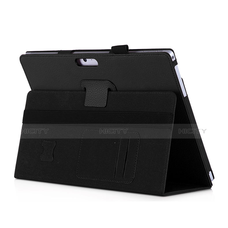 Cover Portafoglio In Pelle con Supporto per Microsoft Surface Pro 4 Nero