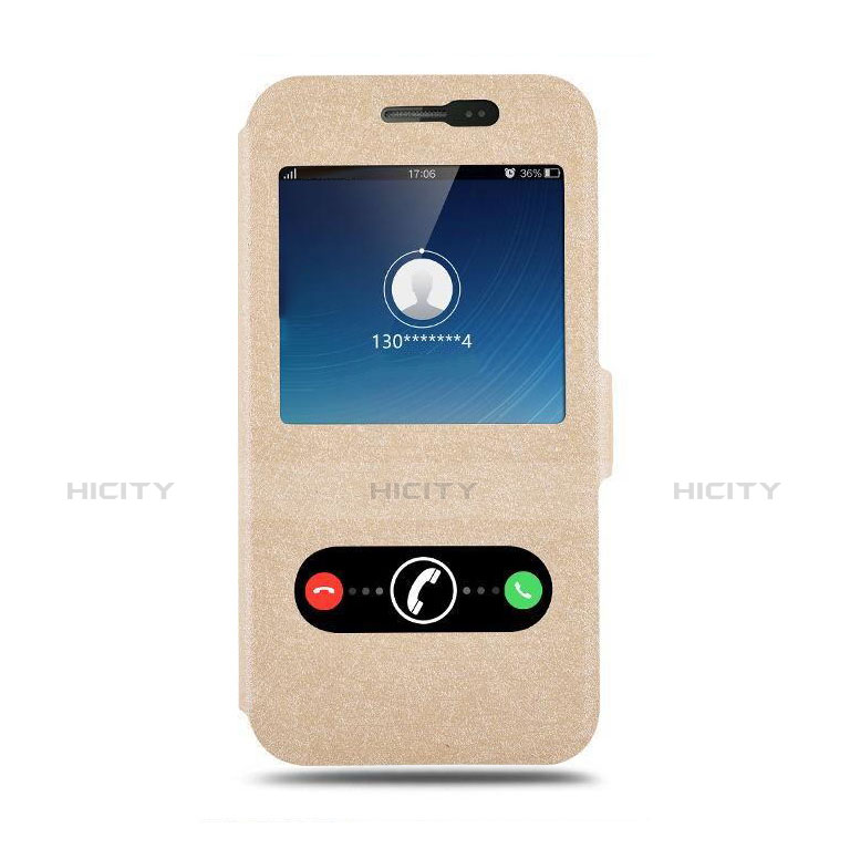 Cover Portafoglio In Pelle con Supporto per Samsung Galaxy Amp Prime J320P J320M Oro