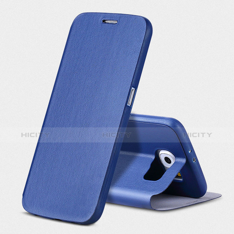 Cover Portafoglio In Pelle con Supporto per Samsung Galaxy S6 Duos SM-G920F G9200 Blu