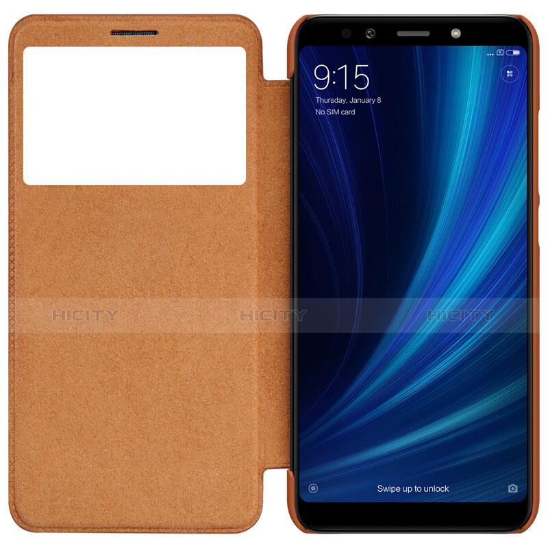 Cover Portafoglio In Pelle con Supporto per Xiaomi Mi A2 Marrone