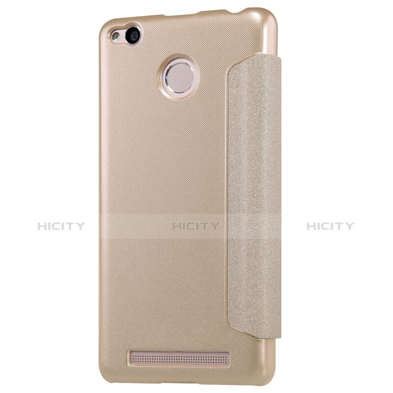 Cover Portafoglio In Pelle con Supporto per Xiaomi Redmi 3 High Edition Oro