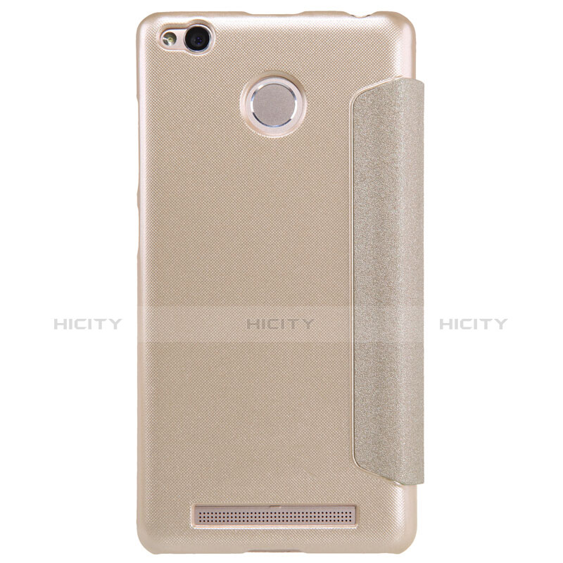 Cover Portafoglio In Pelle con Supporto per Xiaomi Redmi 3 High Edition Oro