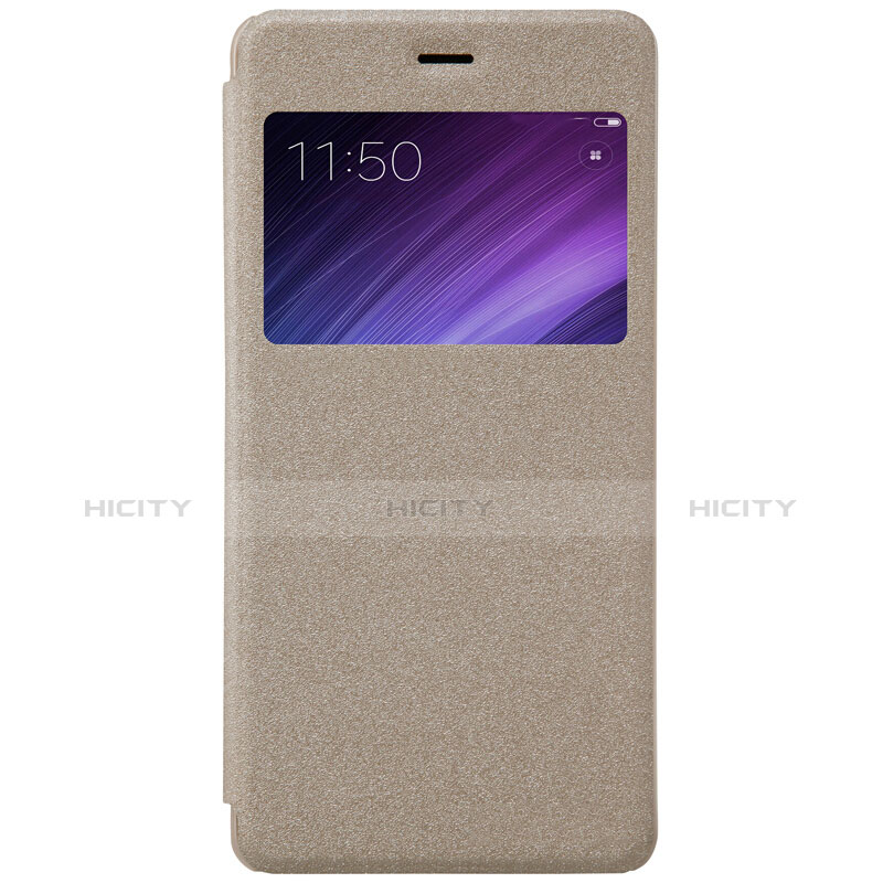 Cover Portafoglio In Pelle con Supporto per Xiaomi Redmi 4 Prime High Edition Oro