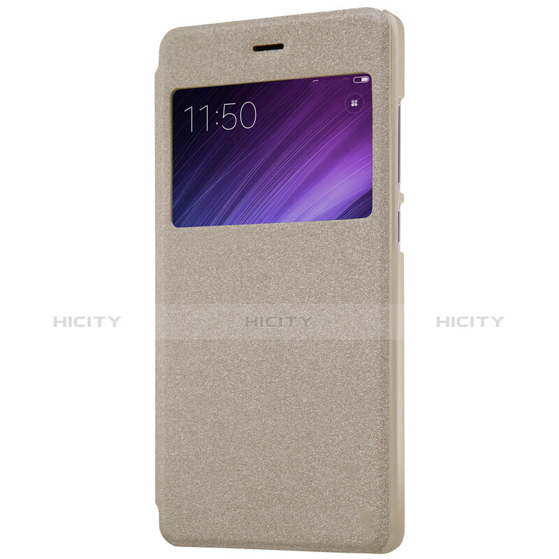 Cover Portafoglio In Pelle con Supporto per Xiaomi Redmi 4 Prime High Edition Oro