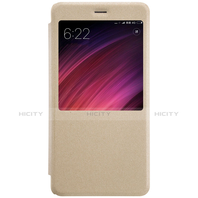 Cover Portafoglio In Pelle con Supporto per Xiaomi Redmi Note 4 Standard Edition Oro