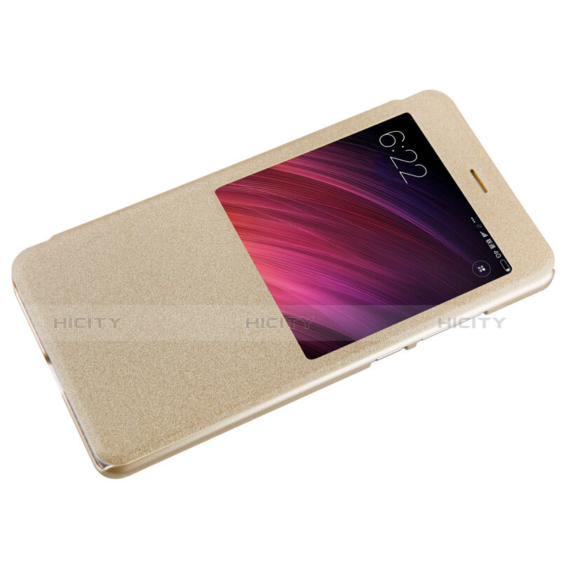 Cover Portafoglio In Pelle con Supporto per Xiaomi Redmi Note 4 Standard Edition Oro