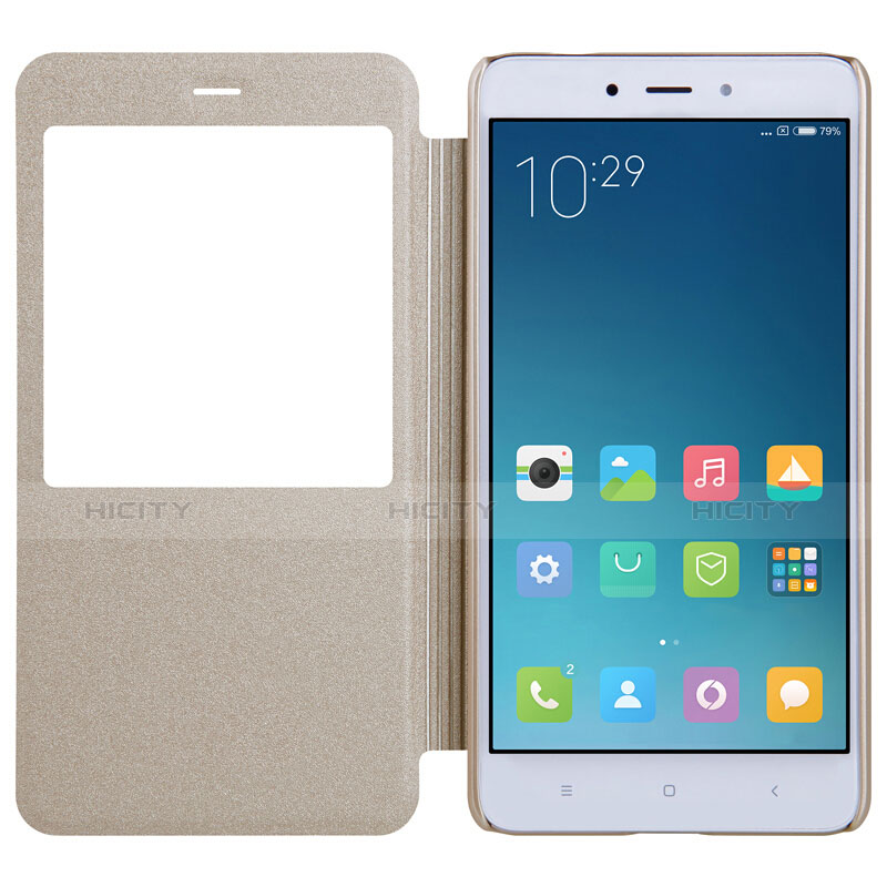 Cover Portafoglio In Pelle con Supporto per Xiaomi Redmi Note 4X High Edition Oro