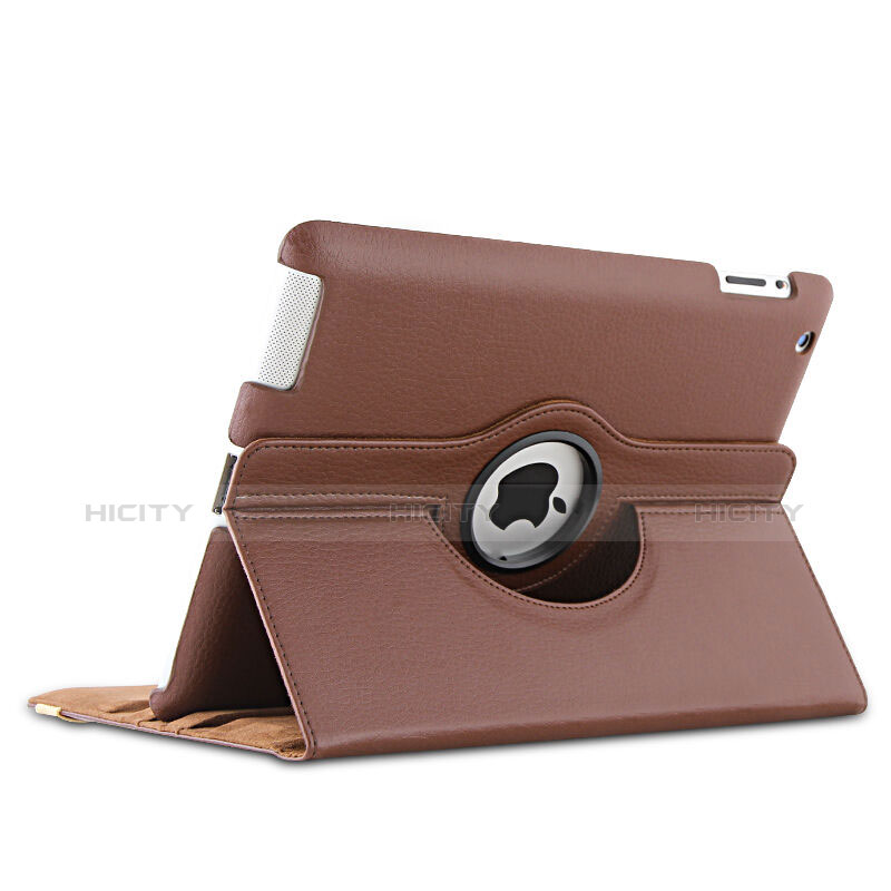 Cover Portafoglio In Pelle con Supporto Rotazione per Apple iPad 2 Marrone