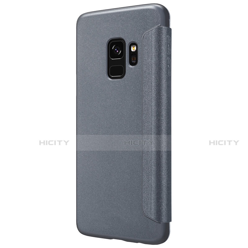 Cover Portafoglio In Pelle con Supporto S01 per Samsung Galaxy S9 Nero