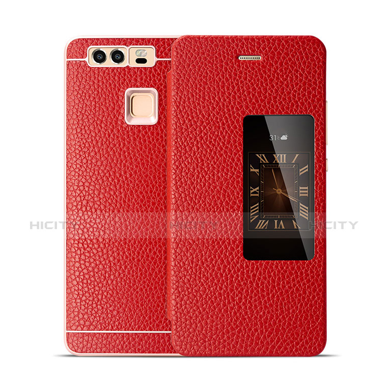 Cover Portafoglio In Pelle per Huawei P9 Plus Rosso