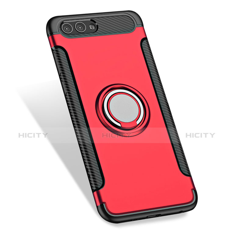 Cover Silicone e Plastica Opaca con Anello Supporto per Huawei Nova 2S Rosso