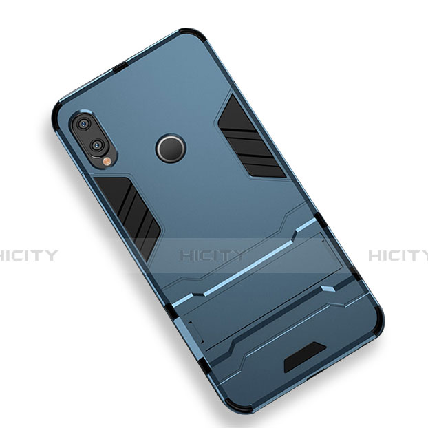 Cover Silicone e Plastica Opaca con Supporto per Huawei Nova 3e Blu