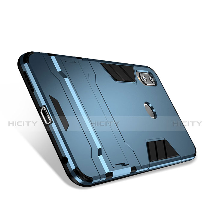 Cover Silicone e Plastica Opaca con Supporto per Huawei Nova 3e Blu