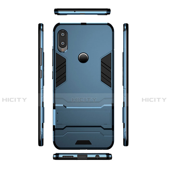 Cover Silicone e Plastica Opaca con Supporto per Huawei Nova 3e Blu