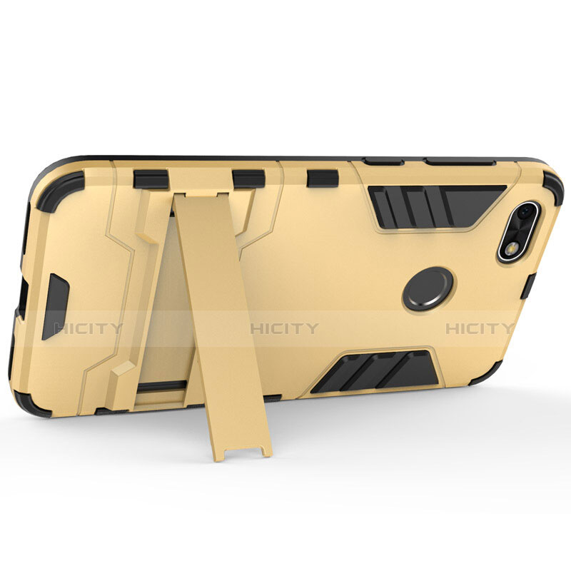 Cover Silicone e Plastica Opaca con Supporto per Huawei P9 Lite Mini Oro