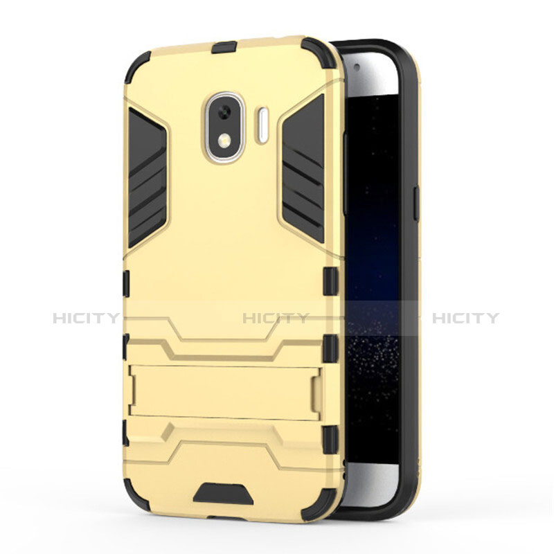 Cover Silicone e Plastica Opaca con Supporto per Samsung Galaxy Grand Prime Pro (2018) Oro