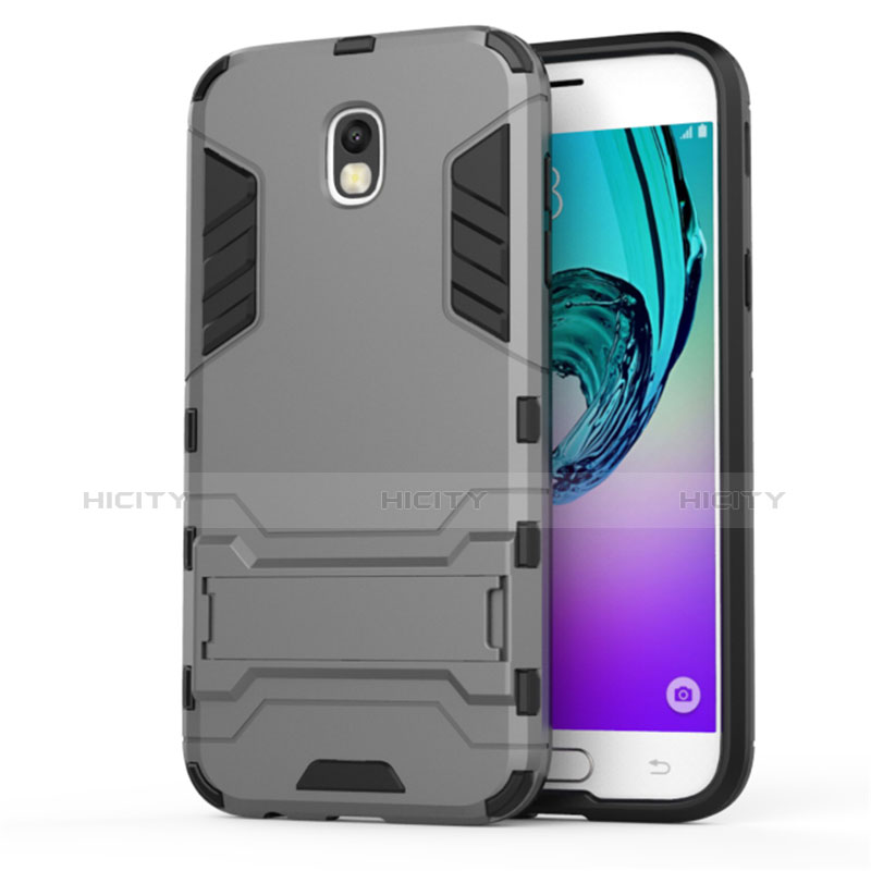 Cover Silicone e Plastica Opaca con Supporto per Samsung Galaxy J5 (2017) Duos J530F Grigio