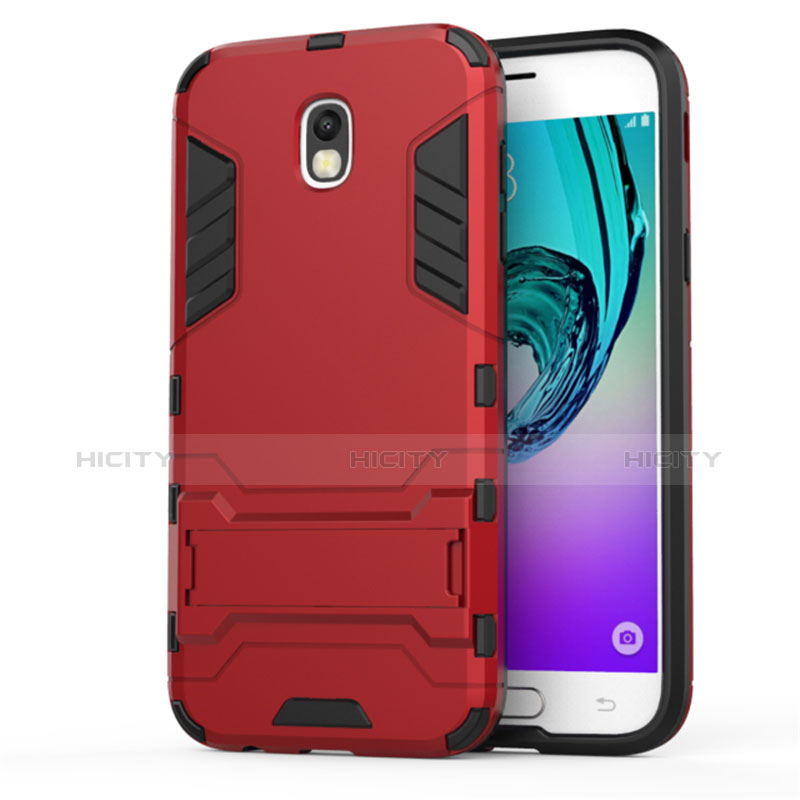 Cover Silicone e Plastica Opaca con Supporto per Samsung Galaxy J5 (2017) Duos J530F Rosso