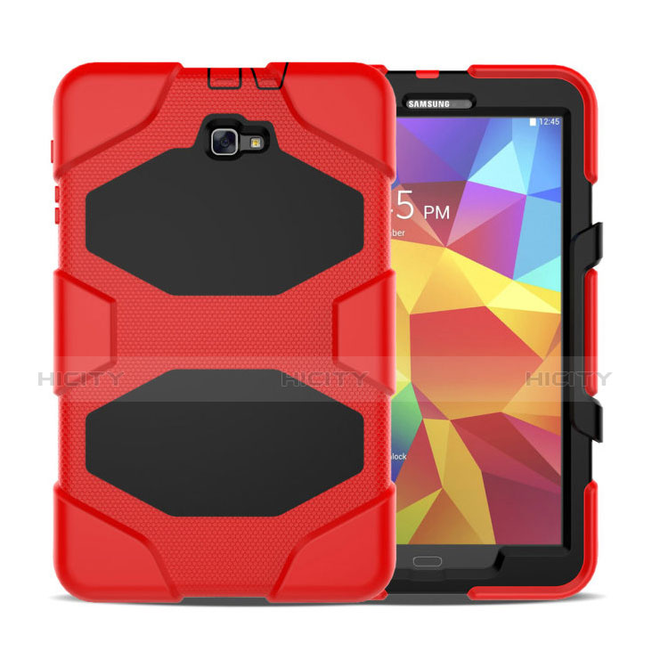 Cover Silicone e Plastica Opaca con Supporto per Samsung Galaxy Tab A6 10.1 SM-T580 SM-T585 Rosso