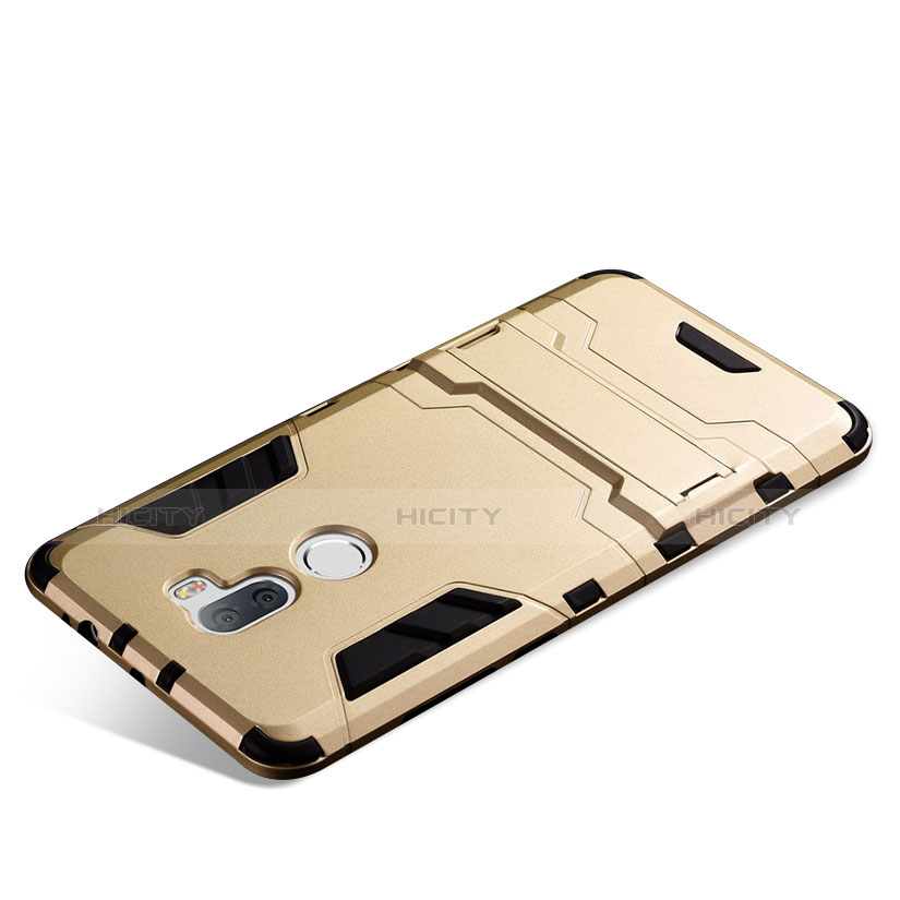 Cover Silicone e Plastica Opaca con Supporto per Xiaomi Mi 5S Plus Oro