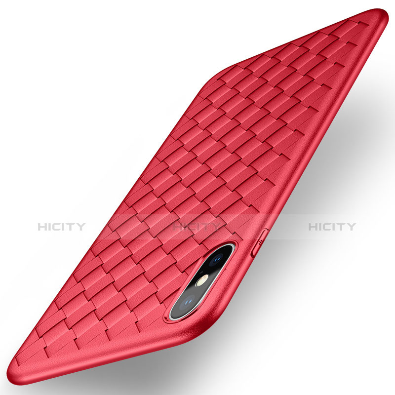 Cover Silicone Morbida In Pelle per Apple iPhone Xs Max Rosso