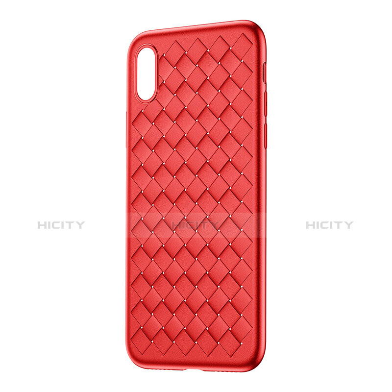 Cover Silicone Morbida In Pelle per Apple iPhone Xs Max Rosso