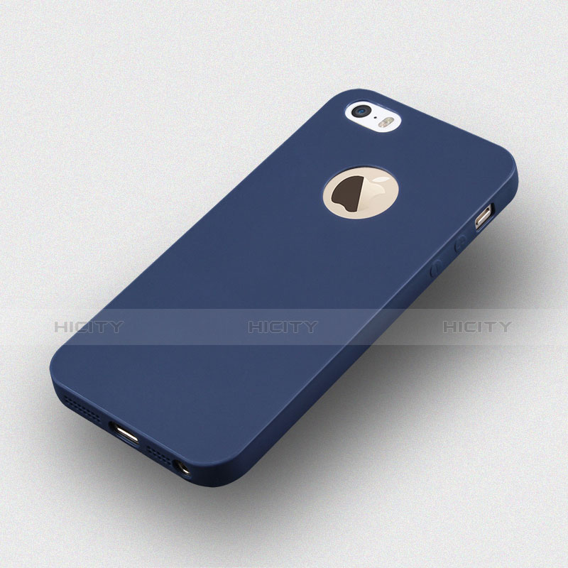 Cover Silicone Morbida Lucido con Foro per Apple iPhone 5S Blu