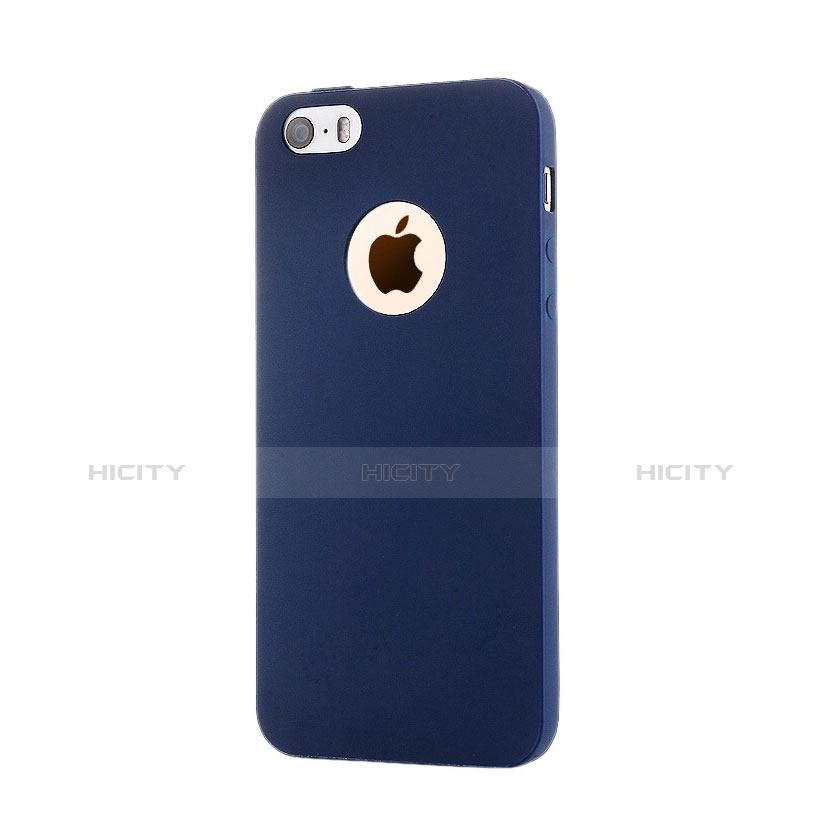 Cover Silicone Morbida Lucido con Foro per Apple iPhone 5S Blu