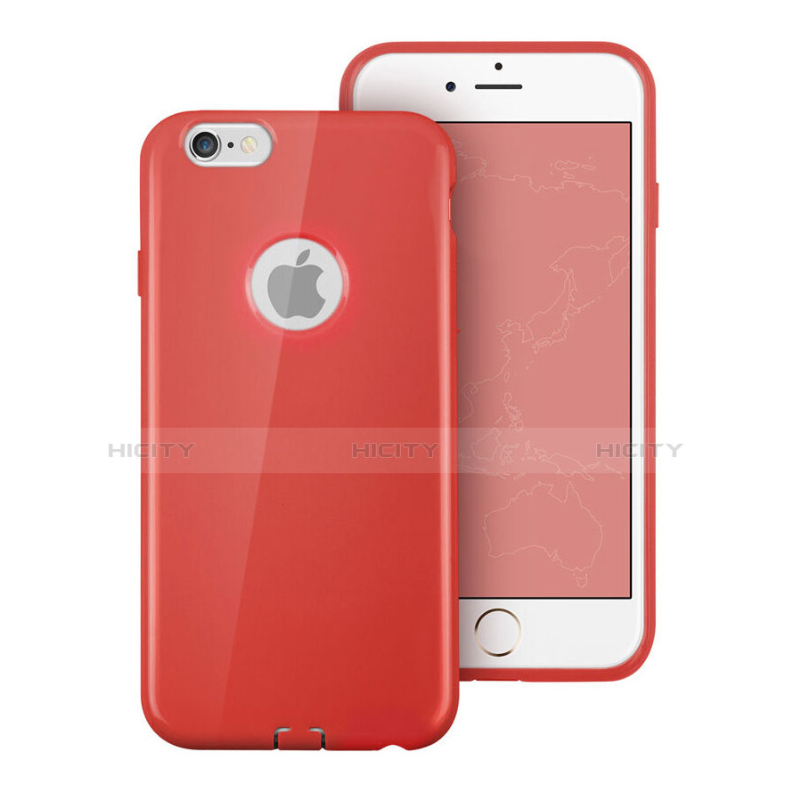 Cover Silicone Morbida Lucido con Foro per Apple iPhone 6S Plus Rosso