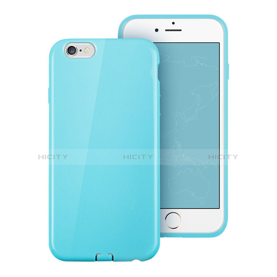 Cover Silicone Morbida Lucido per Apple iPhone 6 Cielo Blu