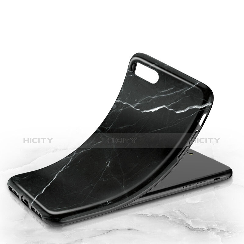 Cover Silicone Morbida Pattern di Marmo per Apple iPhone 8 Nero