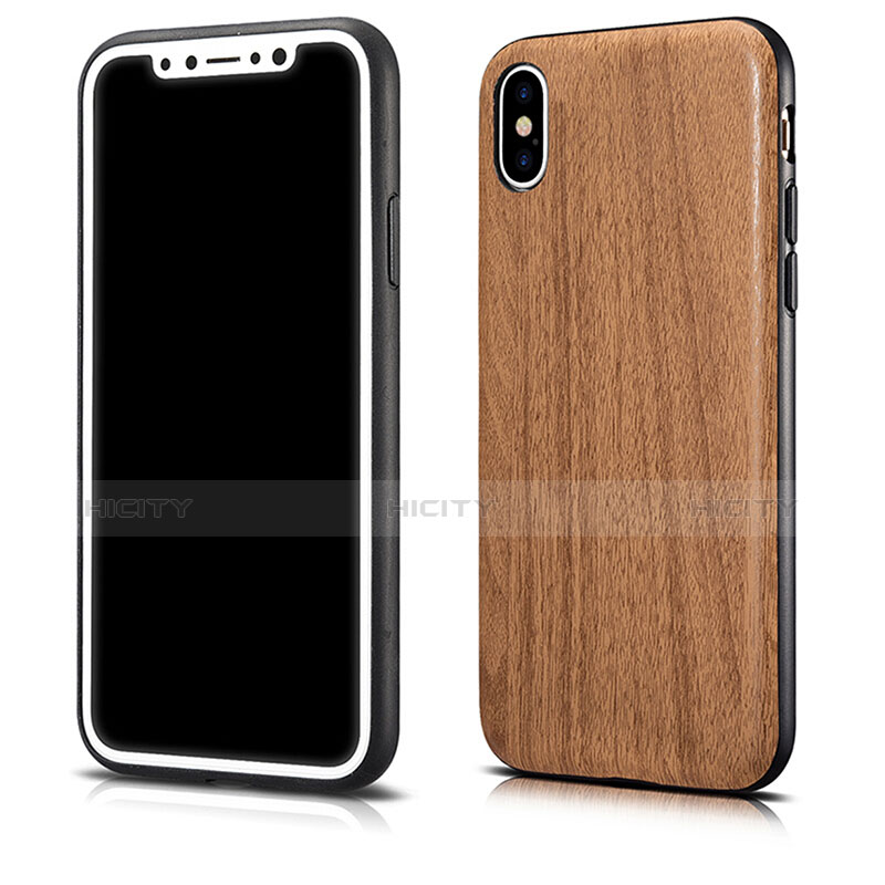 Cover Silicone Morbida Pattern di Venature del Legno per Apple iPhone Xs Max Marrone