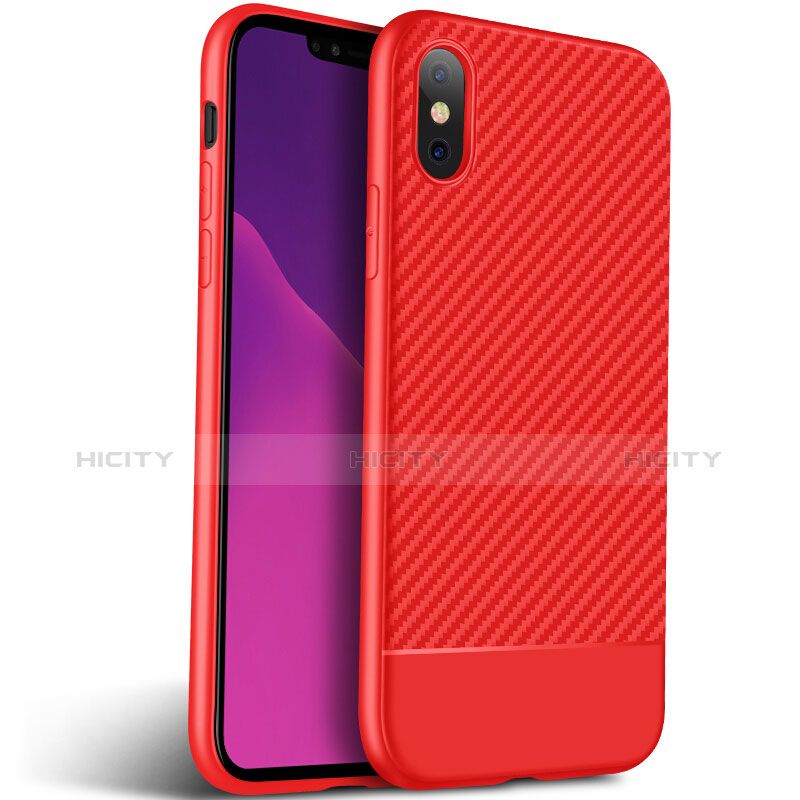 Cover Silicone Morbida Spigato per Apple iPhone Xs Rosso