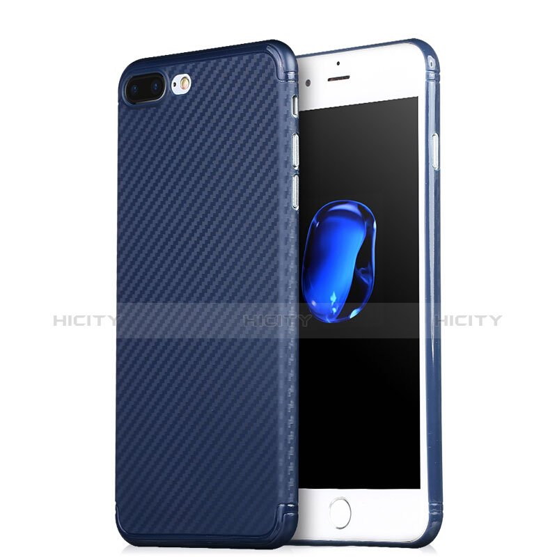 Cover Silicone Morbida Spigato Z01 per Apple iPhone 8 Plus Blu