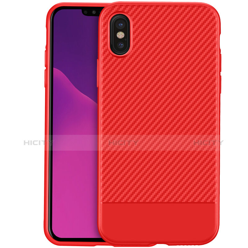 Cover Silicone Morbida Spigato Z01 per Apple iPhone X Rosso