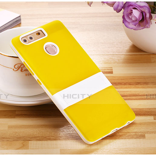 Cover Silicone Opaca con Supporto per Huawei P9 Plus Giallo