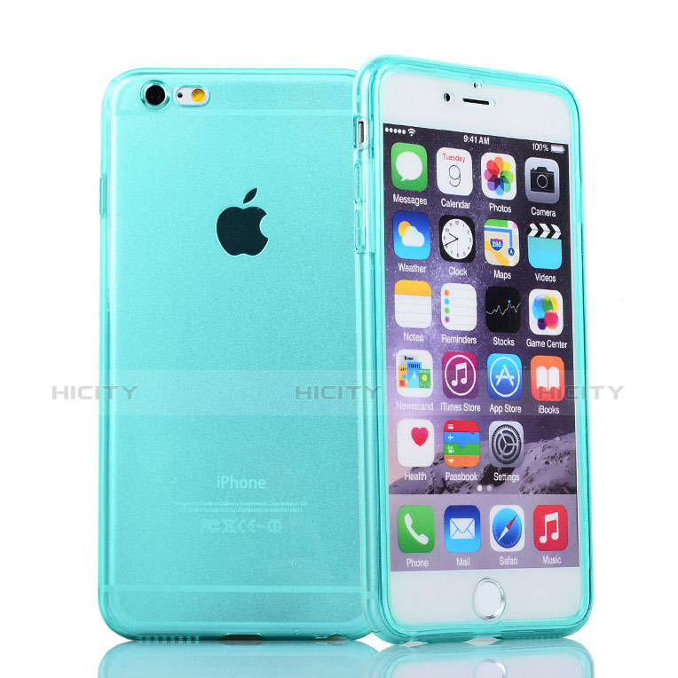 Cover Silicone Trasparente A Flip Morbida per Apple iPhone 6S Plus Cielo Blu